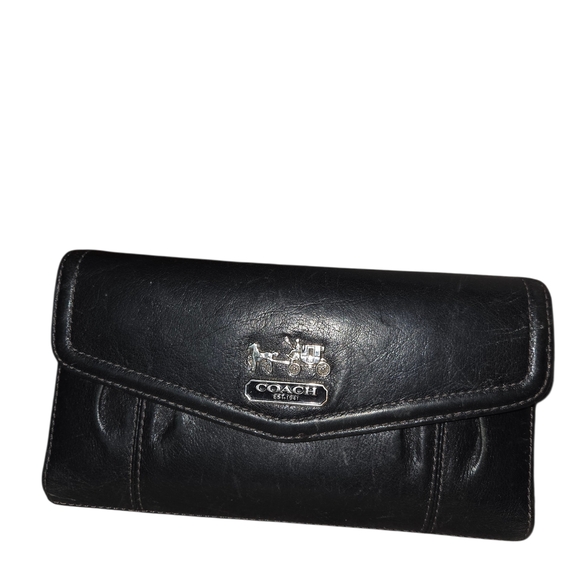 Coach Handbags - Coach Black Leather Women's Trifold Wallet